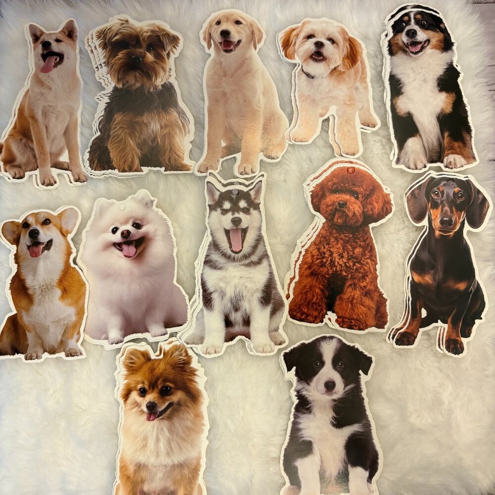 Dog Decorations (Various Breeds) to Hang, Ribbon included 48 PCS (SKU: 120MI)
